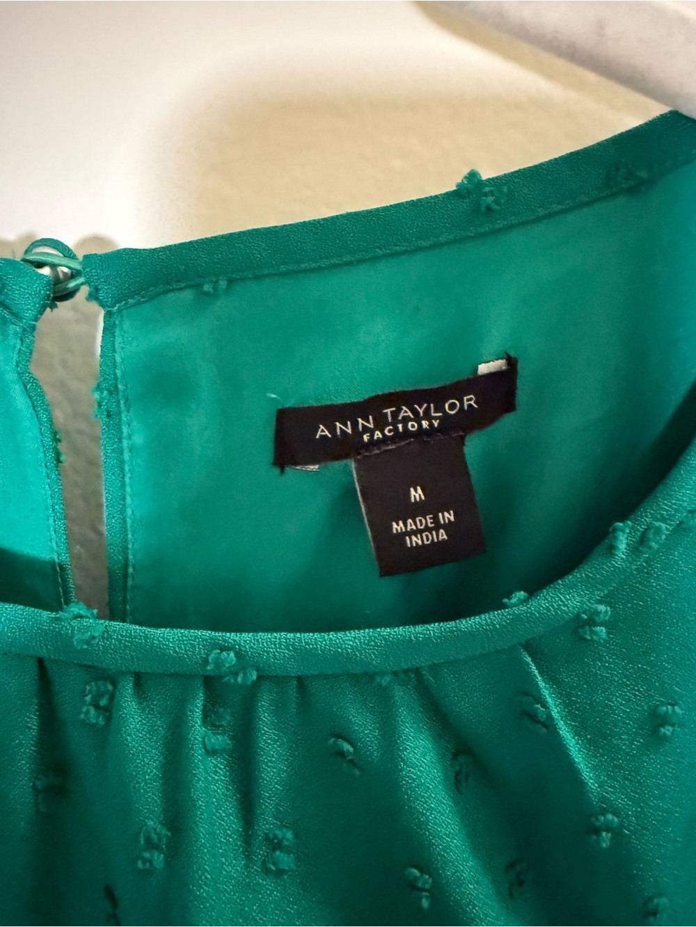 Ann Taylor Factory Teal Long-Sleeve Tie-Waist Midi Dress with Swiss Dots - Picture 4 of 7